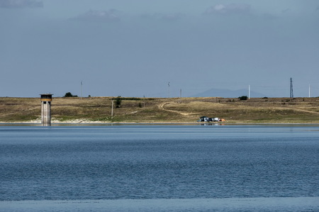 Look toward picturesque Rabisha  lake and bivouac near by Magura cave, Belogradchik, Bulgariaの写真素材