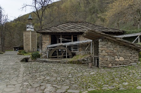 Water flour-mill with mill-wheel and clock tower, Ether, Gabrovo, Bulgaria