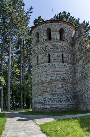Tower with big stone wall of  castle Hisarlak, near by Kyustendil town, Bulgariaのeditorial素材
