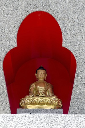 Closeup view of  Buddhist stupa Sofia in the Retreat Center Plana - Diamondway Buddhism Bulgaria near by Vitosha, Rila, Pirin, and Balkan mountainsの写真素材