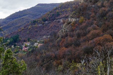 Residential district of bulgarian houses near by  old railway station at Iskar defile, Lakatnik, Bulgariaの写真素材