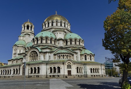 Fragment of beauty St. Alexander Nevsky Cathedral in Sofia, Bulgariaの写真素材