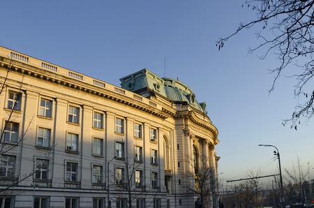 View of University St. Kliment Ohridski in city Sofia, Bulgariaのeditorial素材