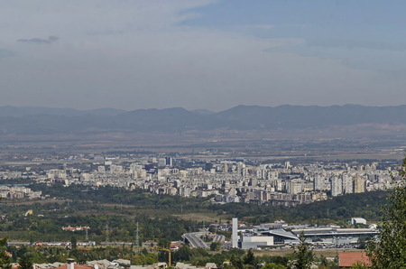 Cityscape of bulgarian capital city Sofia from the top of Vitosha mountain near by Simeonovo, Sofia, Bulgaria, Europeの写真素材