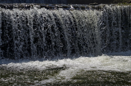View closeup of waterfall part at cascade of river Bistritsa between village  Bistritsa and village Pancharevo, place for tourism and travel in Vitosha mountain,  Bulgariaの写真素材