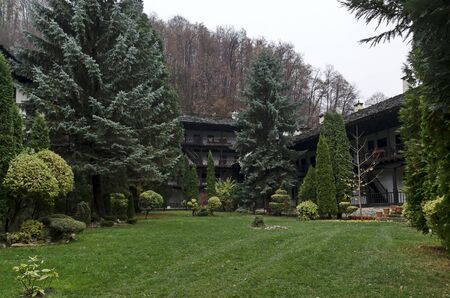 Fragment of the residential and administrative buildings of the Troyan Monastery with the...