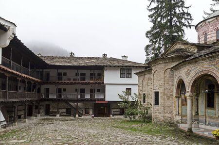 Fragment of the residential and administrative buildings of the Troyan Monastery with the...