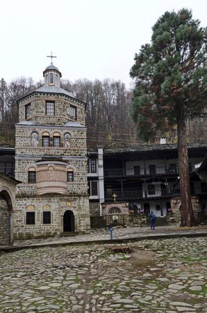 A beautiful tower in the churchyard, a holy place in the Troyan Monastery, Oreshak village, Bulgariaのeditorial素材