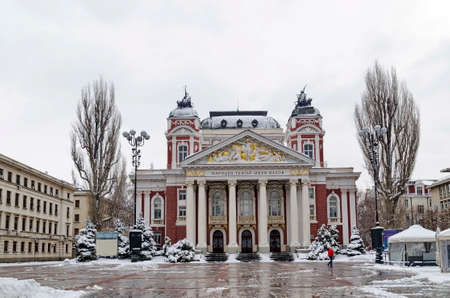 Ivan Vazov Public Theater in winter, Sofia, Bulgariaのeditorial素材