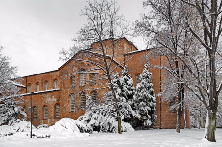 The garden next to the Medieval Church of  Saint Sofia, dating to the 4th-6th century in winter, Sofia, Bulgaria, Europeのeditorial素材