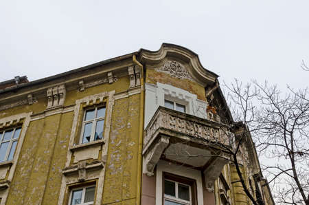 Fragments of old beautiful buildings  in the center of the Bulgarian capital Sofia, Bulgaria, Europe