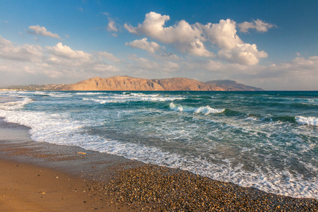 Wide beach in the summer in the northwest of Crete, between the cities of Chania and Rethymno, Greeceの写真素材