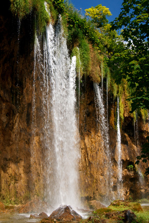 Waterfall in National Park Plitvice Lakes, Croatia, Europeの写真素材
