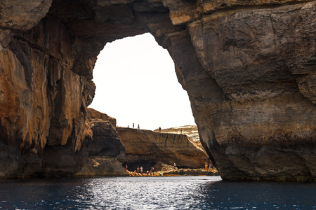 The Azure Window - limestone natural arch on the island of Gozo in Malta, which collapsed on March 2017 into sea.の写真素材