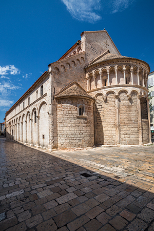 Historic center of the Croatian town of Zadar at the Mediterranean Sea, Cathedrale Sainte-Anastasir, Europe.の写真素材