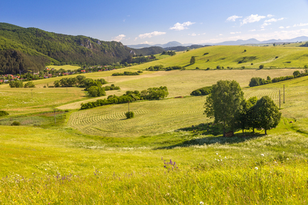 Country landscape in northern Slovakia, Rajec Valley area.の写真素材