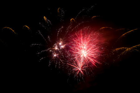 Fireworks isolated on dark background.