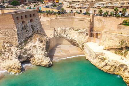 City walls with beach in Melilla, Spanish province in Morocco.の写真素材