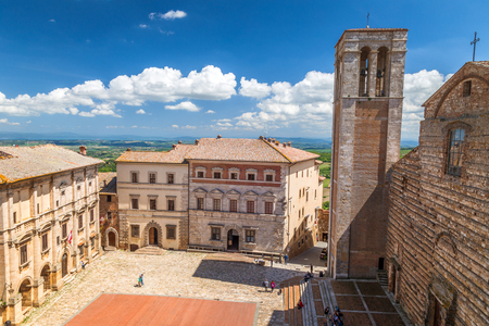 Montepulciano, a medieval and renaissance hill town in  the Italian province of Siena in southern Tuscany, Italy. View from above to the town and its surroundings.のeditorial素材
