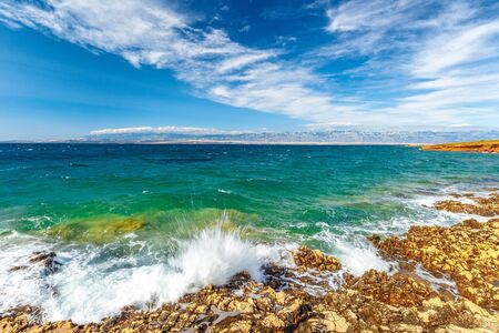 Wave on sea at Vir island in the Zadar County of Croatia, Europe.の写真素材