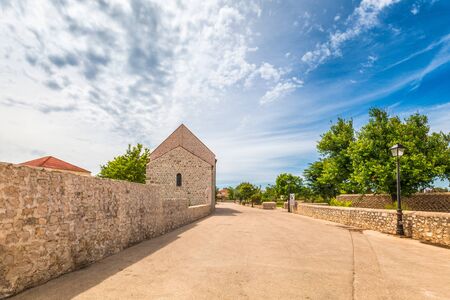 Street of the Nin historic town in the Zadar County of Croatia, Europe.の写真素材