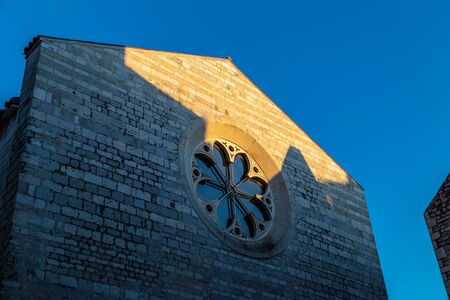 Detail of historical church building in Zadar town at sunset, Croatia, Europe.の写真素材