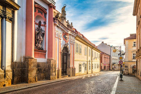 Street with church of St John of Nepomuk in Kutna Hora, Czech Republic, Europe.のeditorial素材