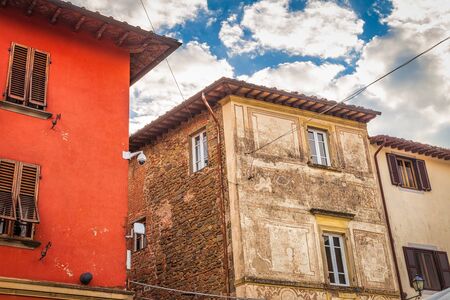 Historic houses in Montecatini Alto - medieval village above Montecatini Terme town in Tuscany,...