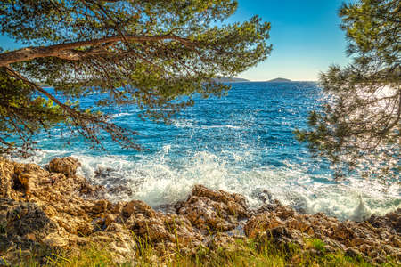 Adriatic coast near the Rogoznica village, a popular tourist destination on the Dalmatian coast of Adriatic sea in Croatia, Europe.の写真素材