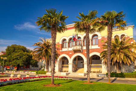 Architecture of buildings in the center of Porec town, Croatia, Europe.の写真素材