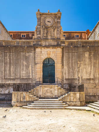 College building on The Boscovich Square in the historic city center of Dubrovnik in Croatia, Europe.の写真素材