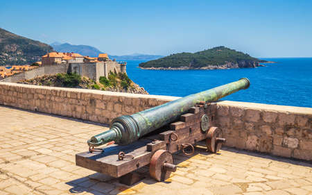 Historic cannon of Fort Lovrijenac in the historic city center of Dubrovnik in Croatia, Europe.の写真素材