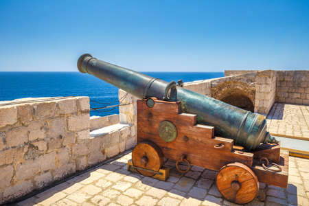 Historic cannon of Fort Lovrijenac in the historic city center of Dubrovnik in Croatia, Europe.の写真素材