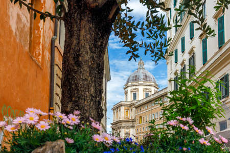 Street with The Basilica of Saint Mary Major in Rome, Italy, Europe.