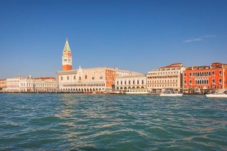 The Venice with St. Mark's Campanile, view of San Marco basin, Italy, Europe.の写真素材