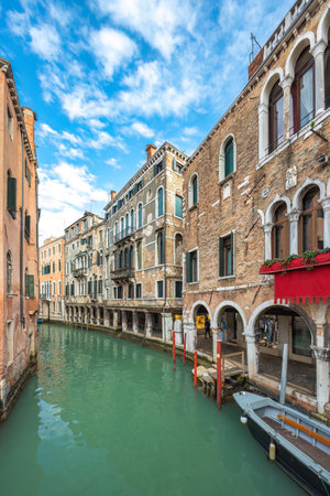 The canal in Venice at sunny day, Italy, Europe.の写真素材
