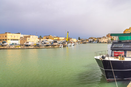 Sea channel of Mazara del Vallo, town in southwestern of Sicily, Italy, Europe.の写真素材