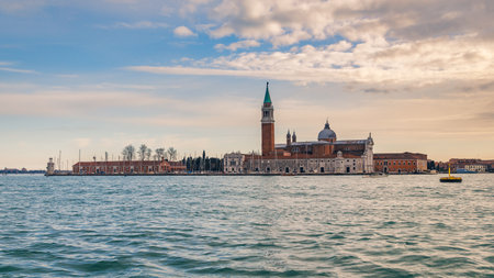 San Giorgio Maggiore island of Venice at sunset, Italy, Europe.の写真素材