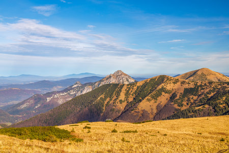 Mountain landscape in autumn. Mala Fatra National Park, Slovakia, Europe.の写真素材