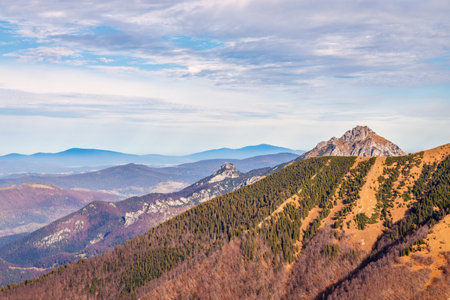 Mountain landscape in autumn. Mala Fatra National Park, Slovakia, Europe.の写真素材