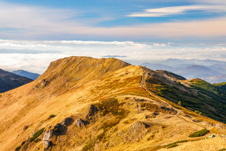 Mountain landscape in autumn. Mala Fatra National Park, Slovakia, Europe.の写真素材