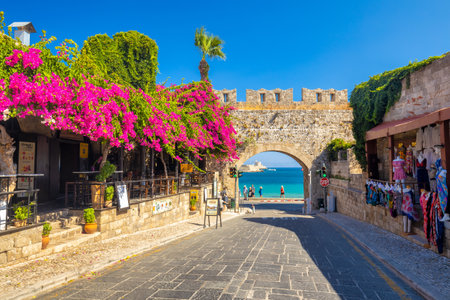 RHODES, GREECE - JULY 7, 2022: Gate of Virgin Mary in the historic center of the Rhodes city.のeditorial素材