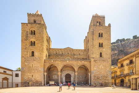CEFALU, ITALY - JULY 16, 2023: Duomo di Cefalu - Cathedral in center of city.のeditorial素材
