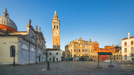 VENICE, ITALY - MARCH 5, 2023: The Campo Santa Maria Formosa, view of city square at sunrise.のeditorial素材