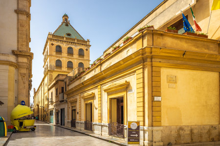 MARSALA, ITALY - JULY 8, 2023: Street at center of town in southwestern of Sicily.のeditorial素材