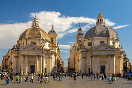 ROME, ITALY - MAY 11, 2022: Churches in the Piazza del Popolo square.のeditorial素材
