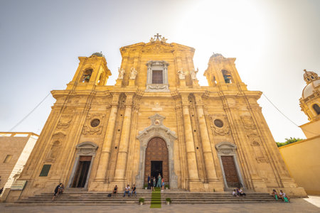 MARSALA, ITALY - JULY 8, 2023: Cathedral in historic center.のeditorial素材