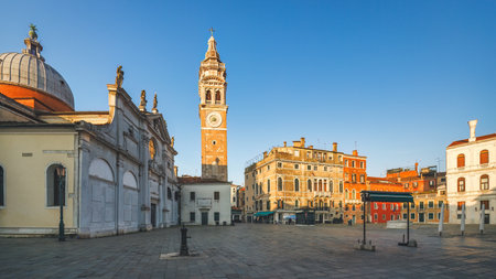 VENICE, ITALY - MARCH 5, 2023: The Campo Santa Maria Formosa, view of city square at sunrise.のeditorial素材