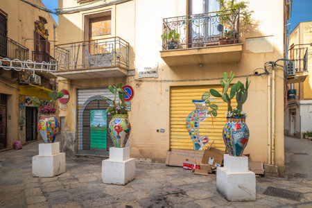 MAZARA DEL VALLO, ITALY - JULY 8, 2023: The city center, known as the Kasbah with Arab architecture elements.のeditorial素材