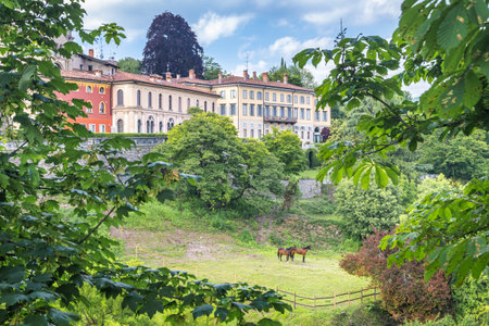 Upper Town of Bergamo city, Italy, Europe.の写真素材